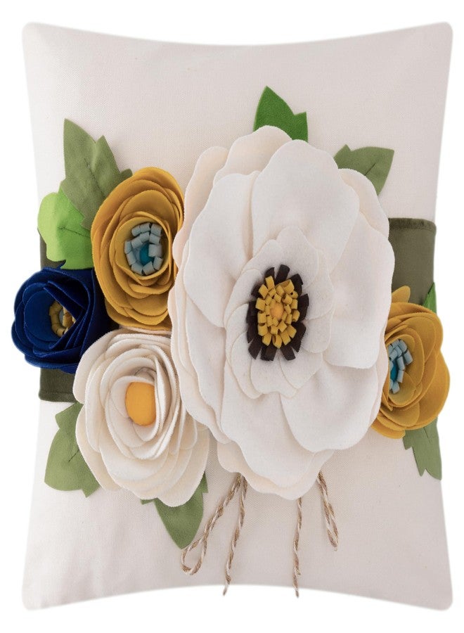 JWH Spring Flower Throw Pillow Cover Decorative Creamy White Pillow Case Floral Path Cushion Colorful Rose Pillowcase for Home Bed Sofa Couch Living Room 18x18 Inch Blue Green Yellow - Image 1