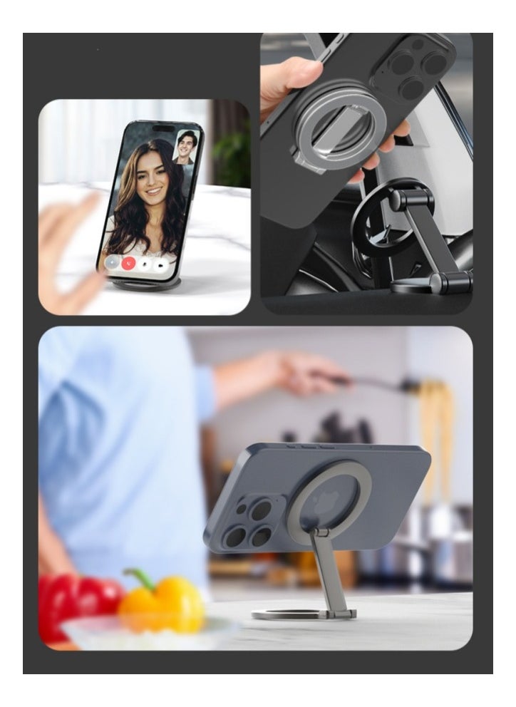 Generic - Double Magnetic Ring Phone Holder,Magnetic Phone Stand Compatiable with iPhone 16 15 14 13 12 Pro Max Series Magsafe Case -Black - Image 1