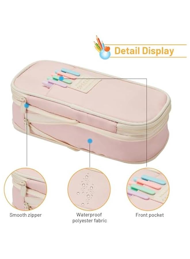 Large Capacity Pencil Case Pouch, Cute Aesthetic Big Capacity Zipper Pencil Cases Pen Portable Office Stationery Makeup Bag, Desk Organizer for College Adults Women Men- Green  - Image 4