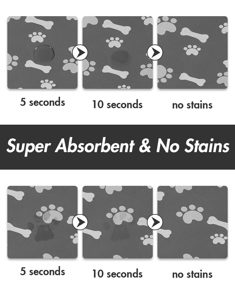 MontVoo Dog Food Mat-Pet Feeding Mat for Food and Water-No Stains Quick Dry Dispenser Cat Bowl Mat for Messy Drinkers(12"x19" Dark Grey) - Image 2