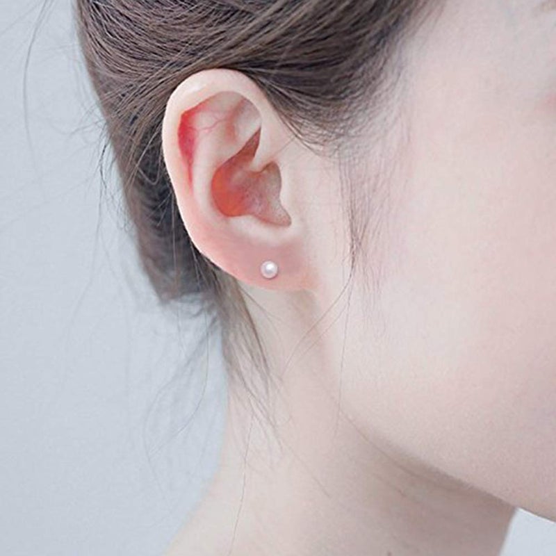 EPIRORA Sterling Silver Stud Earrings for Women Men- 3 Pairs 3mm Tiny Ball Stud Earrings Round CZ Earrings Pearl Earrings Set Cartilage Small Tragus Earrings - Image 4