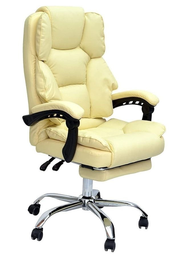 KARNAK - Karnak Executive Office Gaming Chair PU Leather 360° Swivel, Tilt Lock Mechanism, Soft Foam & Well Padded Backrest With Lumbar Support Color (Off White) - Image 1