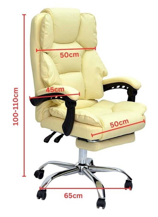 KARNAK - Karnak Executive Office Gaming Chair PU Leather 360° Swivel, Tilt Lock Mechanism, Soft Foam & Well Padded Backrest With Lumbar Support Color (Off White) - Image 1