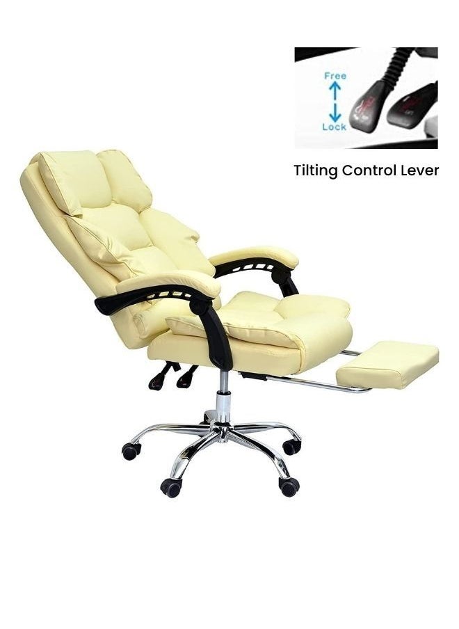 KARNAK - Karnak Executive Office Gaming Chair PU Leather 360° Swivel, Tilt Lock Mechanism, Soft Foam & Well Padded Backrest With Lumbar Support Color (Off White) - Image 1
