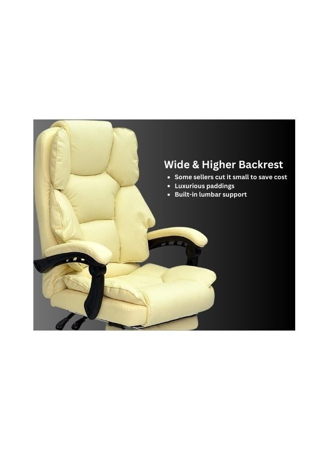 KARNAK - Karnak Executive Office Gaming Chair PU Leather 360° Swivel, Tilt Lock Mechanism, Soft Foam & Well Padded Backrest With Lumbar Support Color (Off White) - Image 1