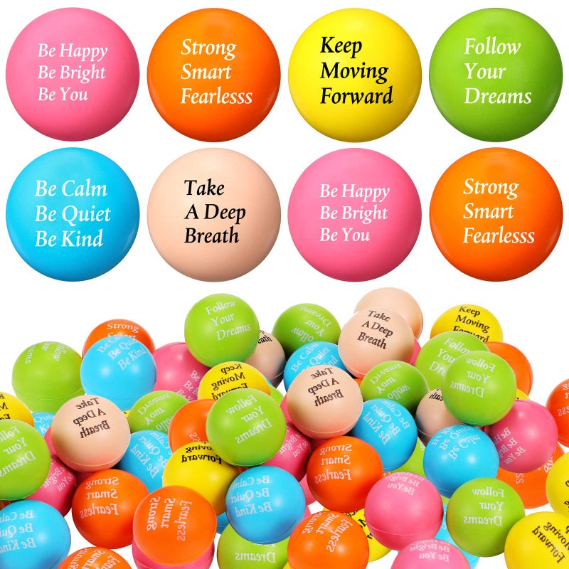 Aoriher 60 Pcs Motivational Stress Balls Quotes Inspirational Funny Colorful Foam Balls Hand Exercise Stress Relief Gifts for Office Small Anxiety Toys for Motivating Encouraging Supply(Classic) - Image 3