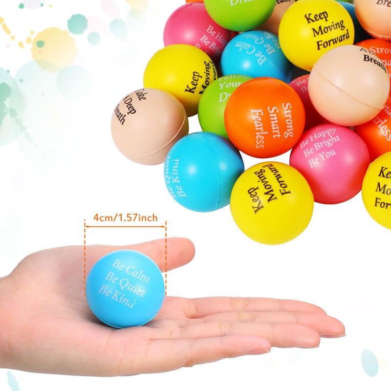 Aoriher 60 Pcs Motivational Stress Balls Quotes Inspirational Funny Colorful Foam Balls Hand Exercise Stress Relief Gifts for Office Small Anxiety Toys for Motivating Encouraging Supply(Classic) - Image 2