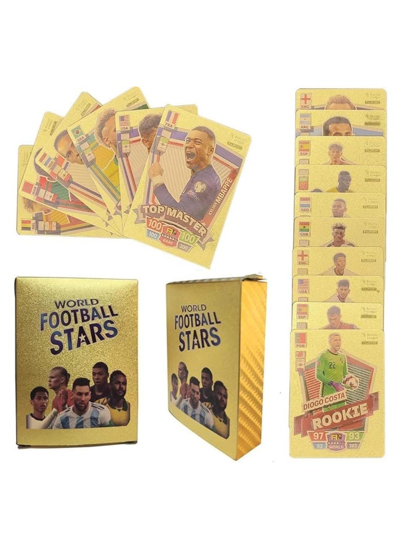 Maanys Football Star Cards Deck Box, World Cup 2022 Players Sticker Collection Pack of 55 Stickers (Gold) - Image 1