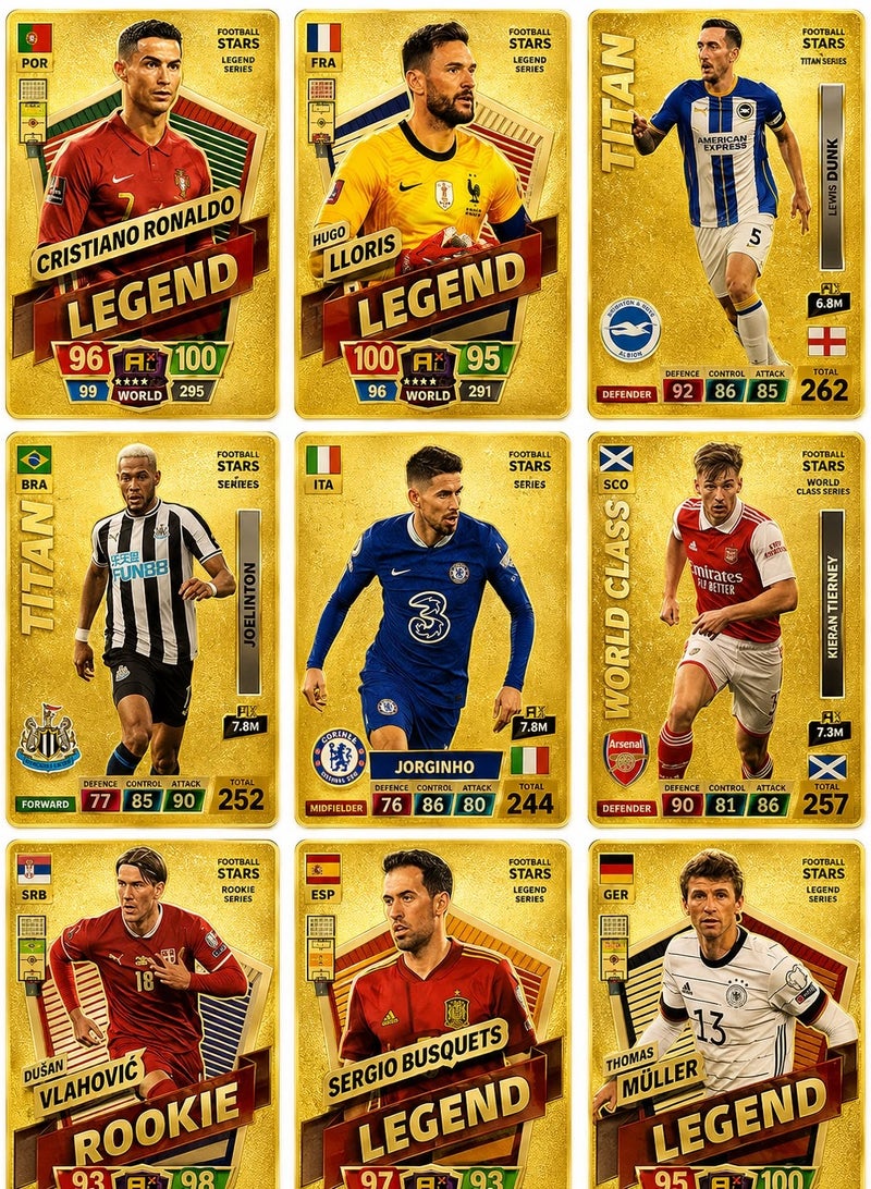 Football Star Cards Deck Box, World Cup 2022 Players Sticker Collection Pack of 55 Stickers (Gold) - Image 2