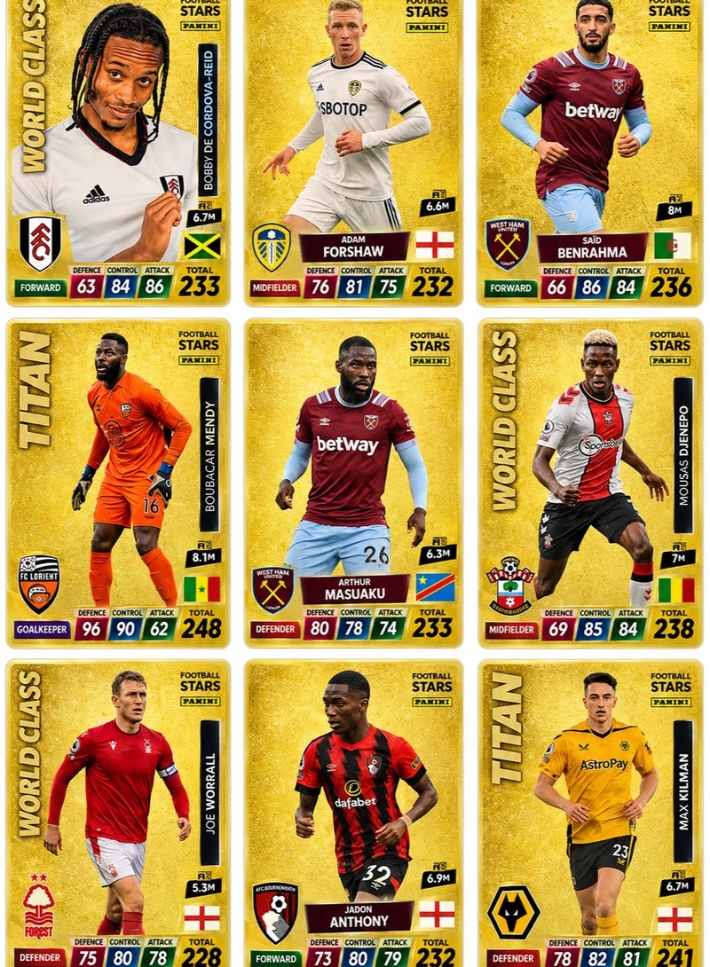 Football Star Cards Deck Box, World Cup 2022 Players Sticker Collection Pack of 55 Stickers (Gold) - Image 3