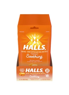 Halls HALLS Throat Soothing Honey Cough Drops, 12 Bags of 30 Drops (360 Total Drops) 