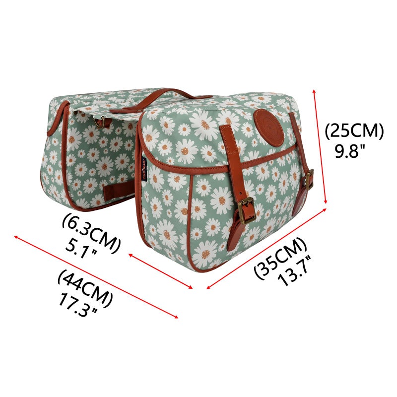 TOURBON Canvas Double Pannier Rear Rack Bag for Bicycle, Bike Saddlebag with Shoulder Strap - Image 5