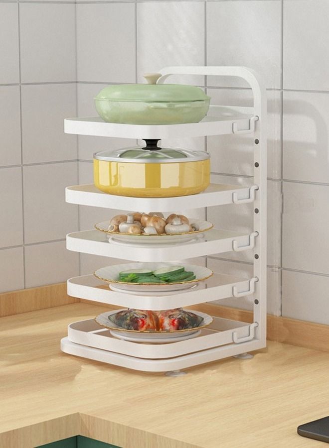 4-Layer Multifunctional Kitchen Food Storage Shelf Foldable Side Dishes Tray Organizer Rack Countertop Storage Organizer for Pots Griddles 26x27x52 cm