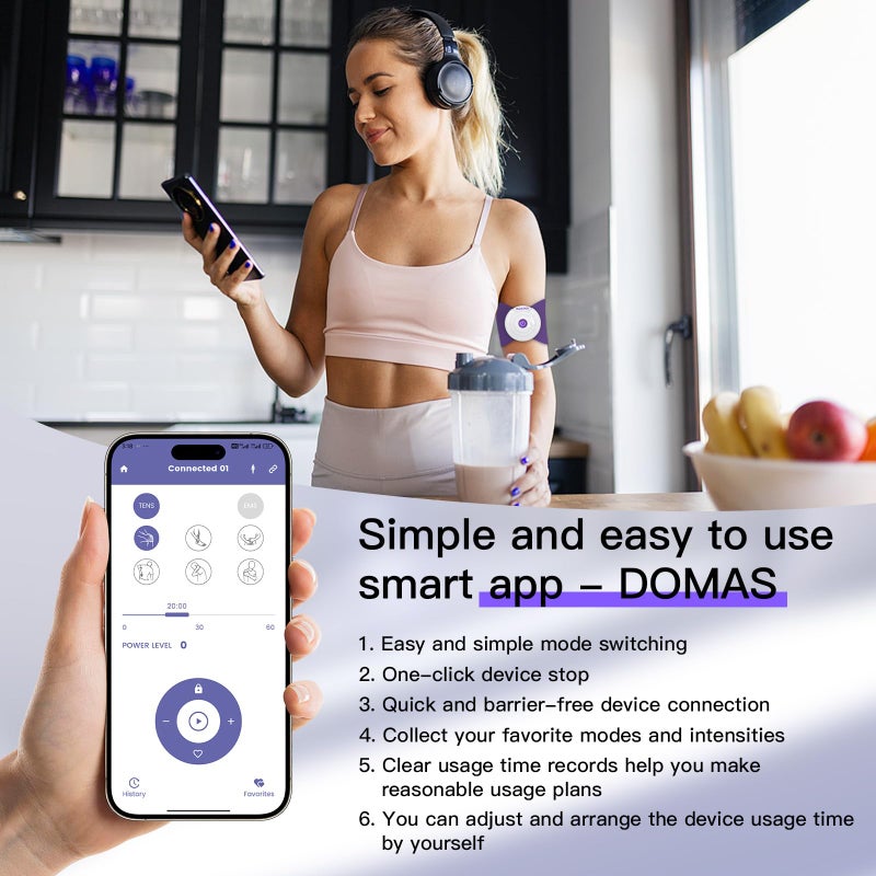 MASTOGO Wireless TENS & EMS Unit Back Pain Relief Massager - APP Controlled Bluetooth EMS Muscle Stimulator Machine for Back Shoulder Leg Neck Pain Relief - Image 4