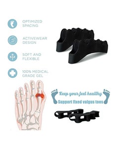 SYOSI Toe Separators Spacers, Use for Health Beauty Pedicures, Plantar Fasciitis, Hammer Toes, Claw Toes Other Foot Conditions, Pedicures for Men and Women 2Pcs Black  - Image 4