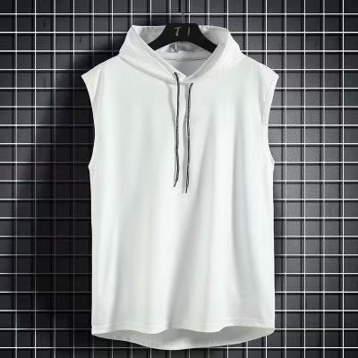 Factory wholesale vest mens fashion brand ins fashion sports waistcoat bottoming shirt hooded loose sweater sleeveless T-shirt tide White  - Image 5