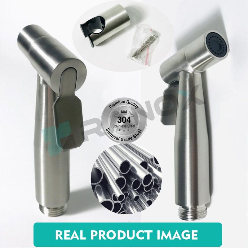 Ranox Health Faucet Set for Bathroom | High Pressure Jet Spray Gun | SS304 Stainless Steel Handheld Sprayer for Toilet | Leakproof Bidet Spray Gun | Bathroom Accessories (Chrome Bidet + Hose) - Image 5