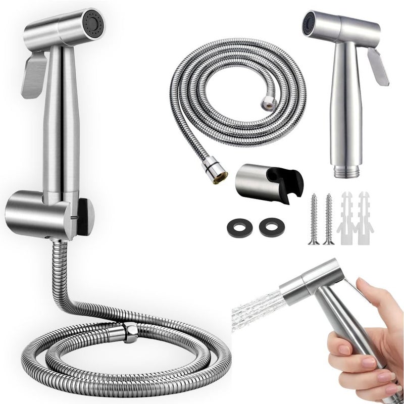 Ranox Health Faucet Set for Bathroom | High Pressure Jet Spray Gun | SS304 Stainless Steel Handheld Sprayer for Toilet | Leakproof Bidet Spray Gun | Bathroom Accessories (Chrome Bidet + Hose) - Image 1