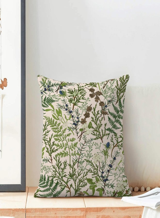 AEIOAE Spring Pillow Covers 18x18 Inch Set of 2,Vintage Sage Green Wild Flower Plant Throw Pillows Case,Seasonal Floral Outdoor Decorative Linen Farmhouse Decor Cushion Covers for Sofa Bed Couch - Image 3