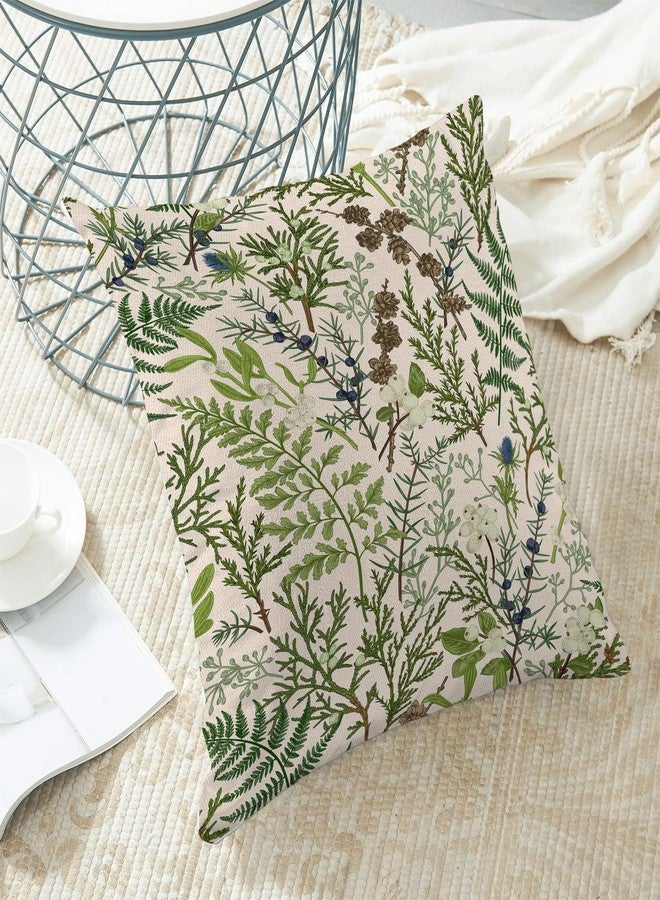 AEIOAE Spring Pillow Covers 18x18 Inch Set of 2,Vintage Sage Green Wild Flower Plant Throw Pillows Case,Seasonal Floral Outdoor Decorative Linen Farmhouse Decor Cushion Covers for Sofa Bed Couch - Image 4