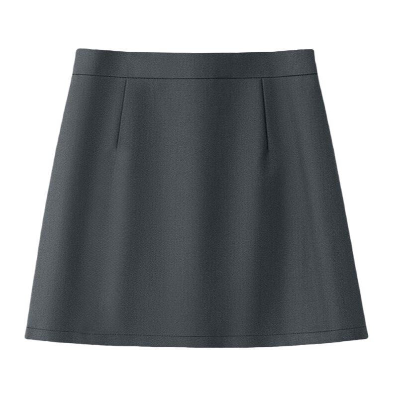 Large-sized black suit midi skirt for women's 2026 spring mid-length A-line skirt covering the belly, high waist slimming, hip-hugging short skirt - Image 3