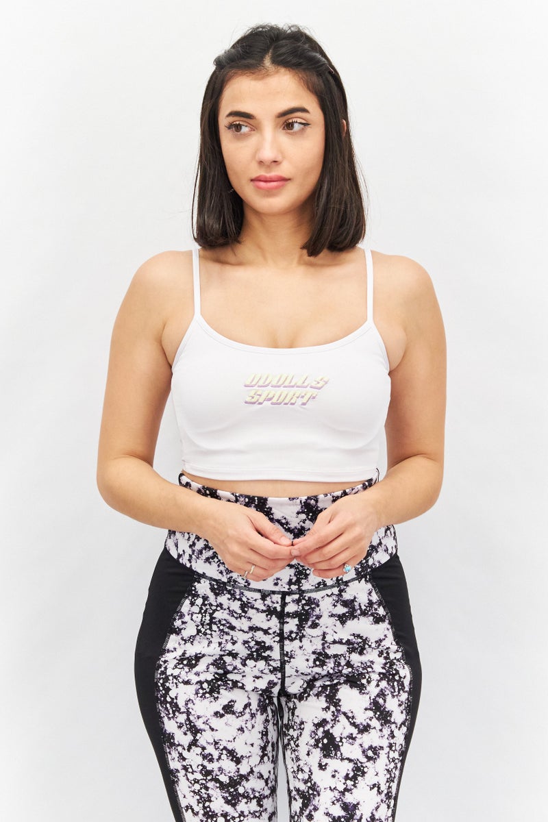ODolls Sport Women Sportswear Fit Sleeveless Crop Top, White - Image 1