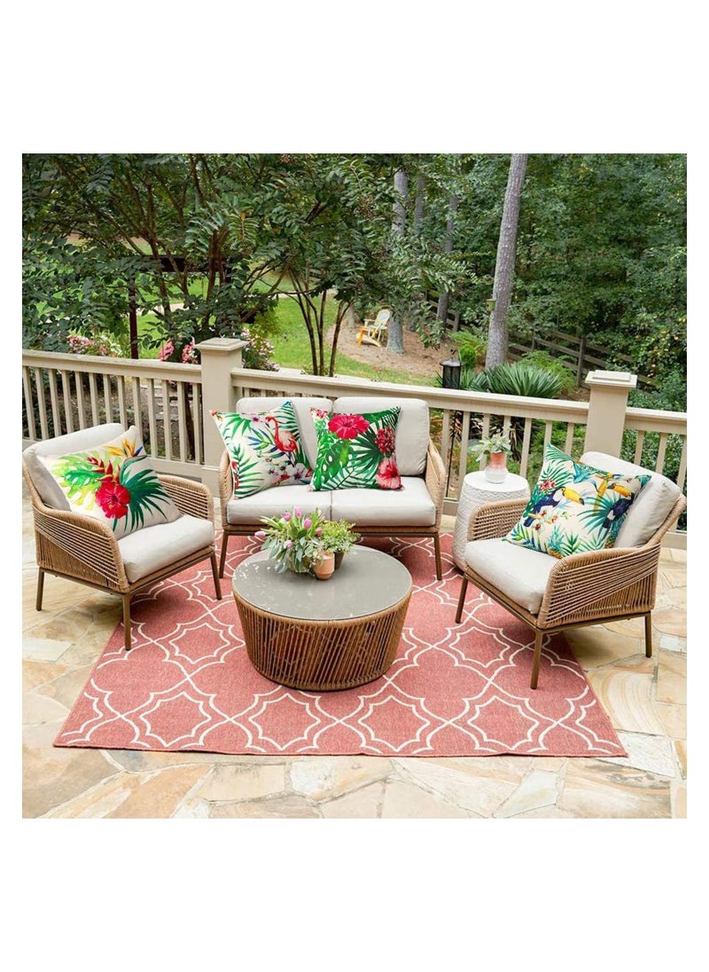 Y&D - Decorative Throw Pillow Covers Pack of 4, Waterproof Cushion Covers, Perfect to Outdoor Patio Garden Living Room Sofa Farmhouse Decor (18x18 Inches) (Tropical Plants and Flowers Birds) - Image 1
