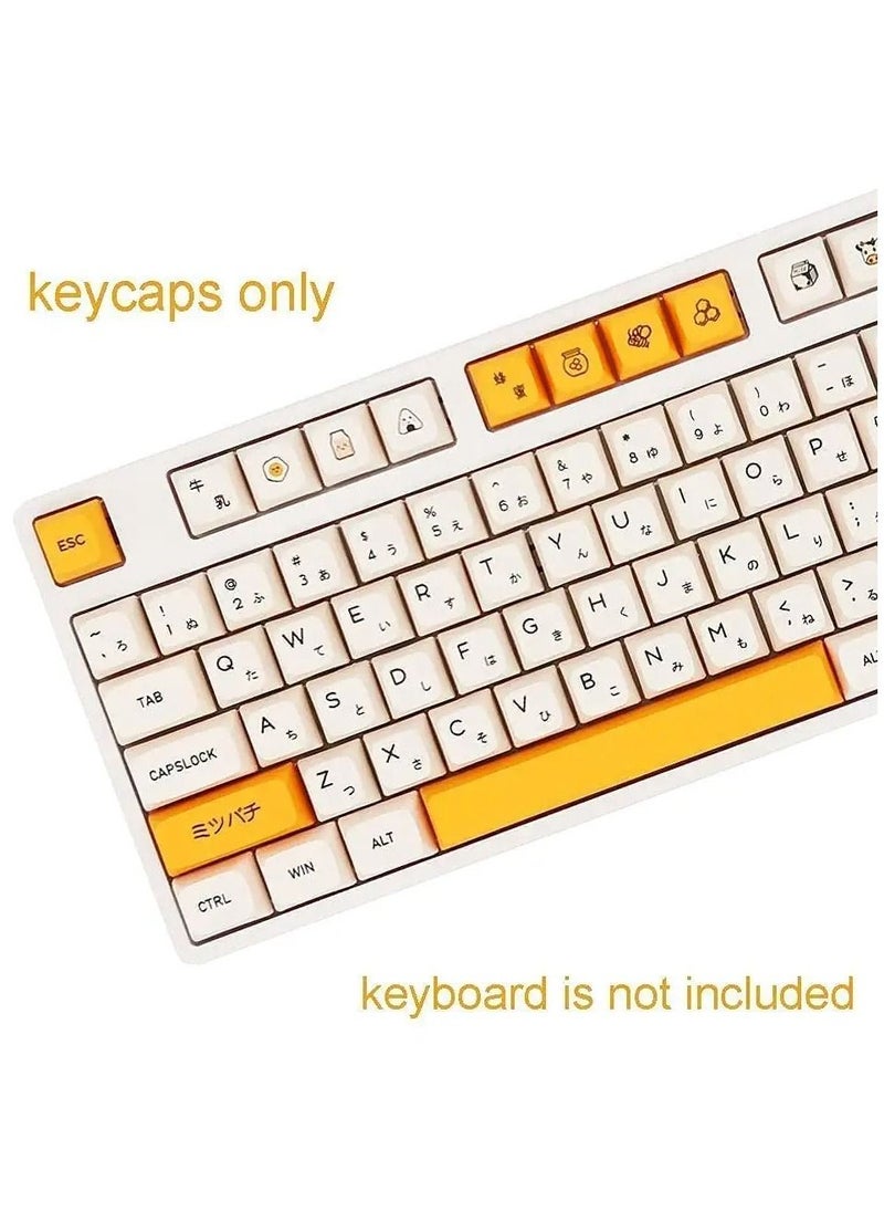 PBT Keycaps 140 Keys XDA Profile Dye-Sub Japanese Honey Milk Keycap, ANSI Layout Keycap Suitable for Mechanical Gaming Keyboard Gateron Kailh Cherry MX Switches (Keycaps only)