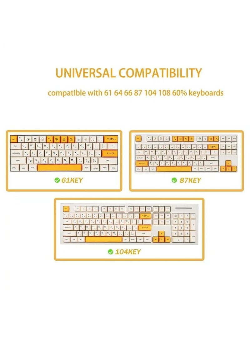 PBT Keycaps 140 Keys XDA Profile Dye-Sub Japanese Honey Milk Keycap, ANSI Layout Keycap Suitable for Mechanical Gaming Keyboard Gateron Kailh Cherry MX Switches (Keycaps only)