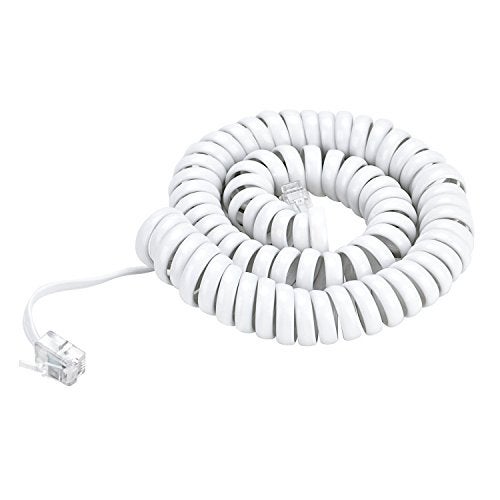 Pasow Telephone Handset Coil Cord Phone Reciever RJ9 Coiled Cable,Coiled Length 0.8 to 6 feet Uncoiled(White) - Image 1