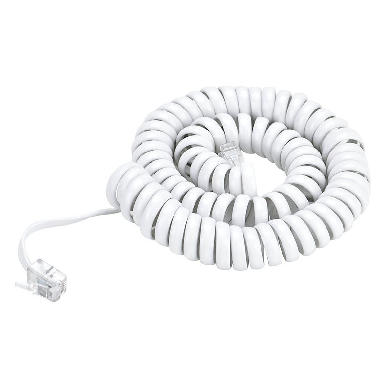 Pasow Telephone Handset Coil Cord Phone Reciever RJ9 Coiled Cable,Coiled Length 0.8 to 6 feet Uncoiled(White) - Image 5