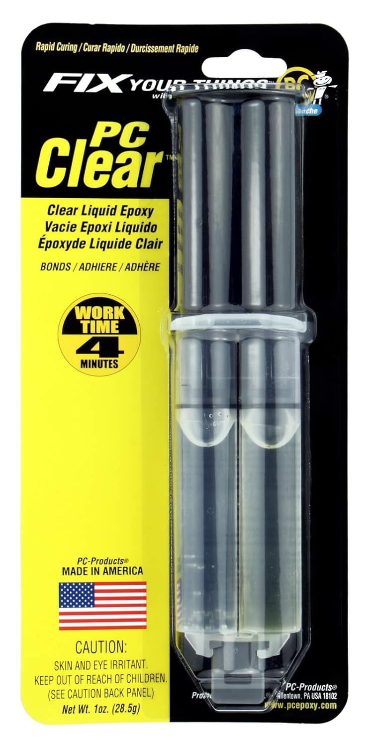 PC Products PC-Clear Epoxy Adhesive Liquid, 1oz Double Syringe, Clear 70147 - Image 1
