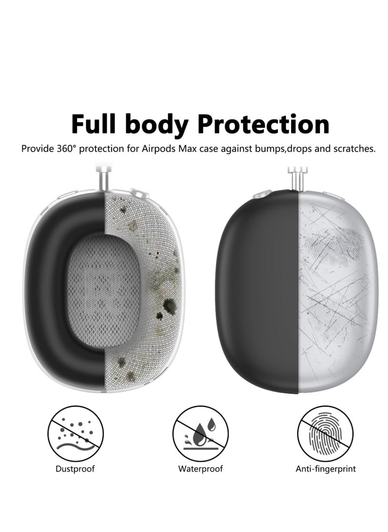 Generic - 【4 in 1】Case Cover for AirPods Max Headphones, Anti-Scratch Ear Pad Case Cover/Silicone Ear Cups Cover/Headband Cover/Clear Soft TPU Ear Cups Cover, Accessories Protector for Apple AirPod Max, Black - Image 1