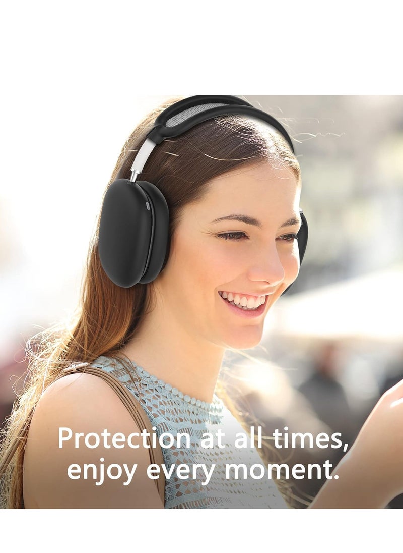 Generic - 【4 in 1】Case Cover for AirPods Max Headphones, Anti-Scratch Ear Pad Case Cover/Silicone Ear Cups Cover/Headband Cover/Clear Soft TPU Ear Cups Cover, Accessories Protector for Apple AirPod Max, Black - Image 1