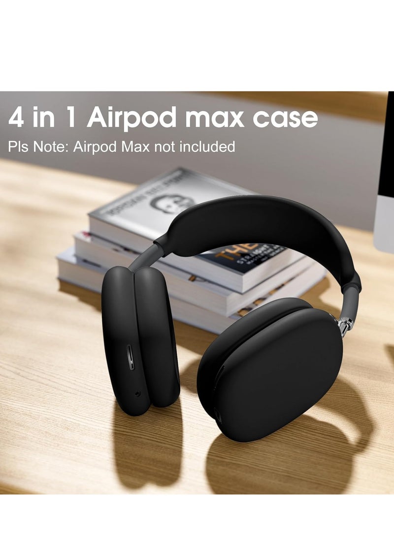 Generic - 【4 in 1】Case Cover for AirPods Max Headphones, Anti-Scratch Ear Pad Case Cover/Silicone Ear Cups Cover/Headband Cover/Clear Soft TPU Ear Cups Cover, Accessories Protector for Apple AirPod Max, Black - Image 1