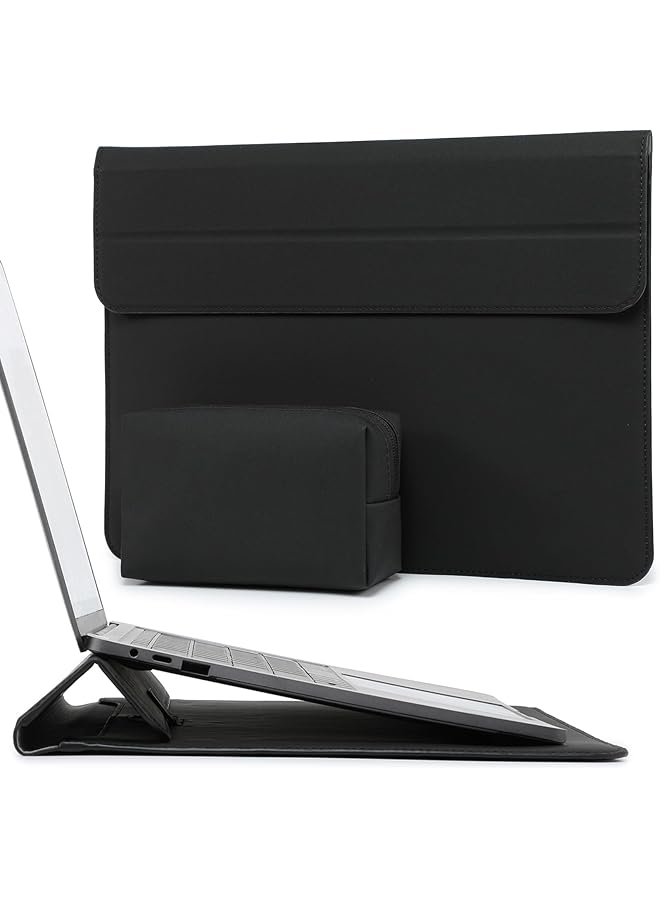 erorex 13 Inch Laptop Sleeve Case With Stand Feature Compatible With Macbook Air M2 A2681 13.6" Display Macbook Air 13 M1 2018 2023 Macbook Pro 13 M2 M1 2016 2023 With Accessory Bag Black - Image 1