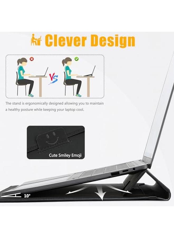 erorex 13 Inch Laptop Sleeve Case With Stand Feature Compatible With Macbook Air M2 A2681 13.6" Display Macbook Air 13 M1 2018 2023 Macbook Pro 13 M2 M1 2016 2023 With Accessory Bag Black - Image 2