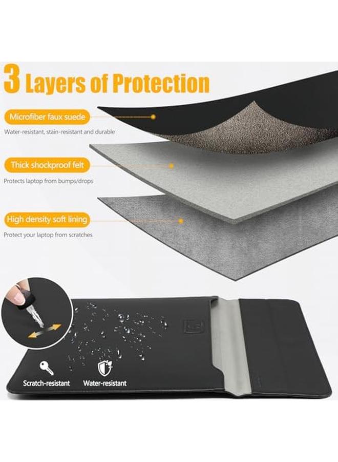 erorex 13 Inch Laptop Sleeve Case With Stand Feature Compatible With Macbook Air M2 A2681 13.6" Display Macbook Air 13 M1 2018 2023 Macbook Pro 13 M2 M1 2016 2023 With Accessory Bag Black - Image 3