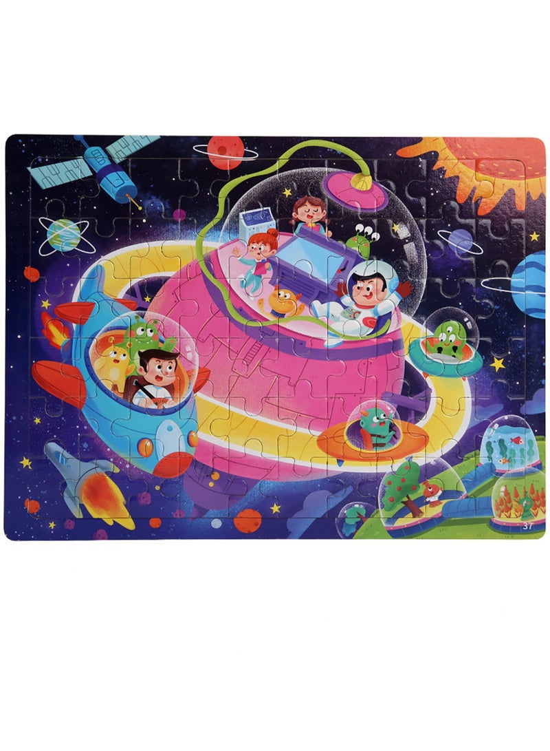 Children's Educational Wooden Cartoon Space Series Jigsaw Puzzles Suitable Gift Bag Pack - Image 1