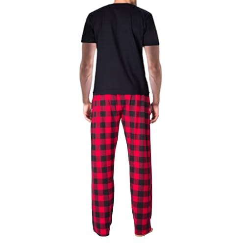 SLEEPHERO Men’s Pajama Set Pajamas For Men 2 Piece PJ Set with Cotton Knit Men Pajama Pants and Short Sleeve Crew Neck T-Shirt Buffalo Check X-Large - Image 2
