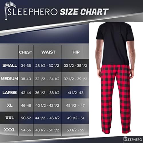 SLEEPHERO Men’s Pajama Set Pajamas For Men 2 Piece PJ Set with Cotton Knit Men Pajama Pants and Short Sleeve Crew Neck T-Shirt Buffalo Check X-Large - Image 4