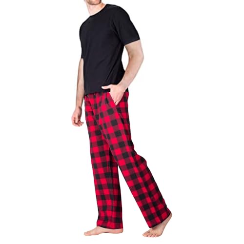 SLEEPHERO Men’s Pajama Set Pajamas For Men 2 Piece PJ Set with Cotton Knit Men Pajama Pants and Short Sleeve Crew Neck T-Shirt Buffalo Check X-Large - Image 3
