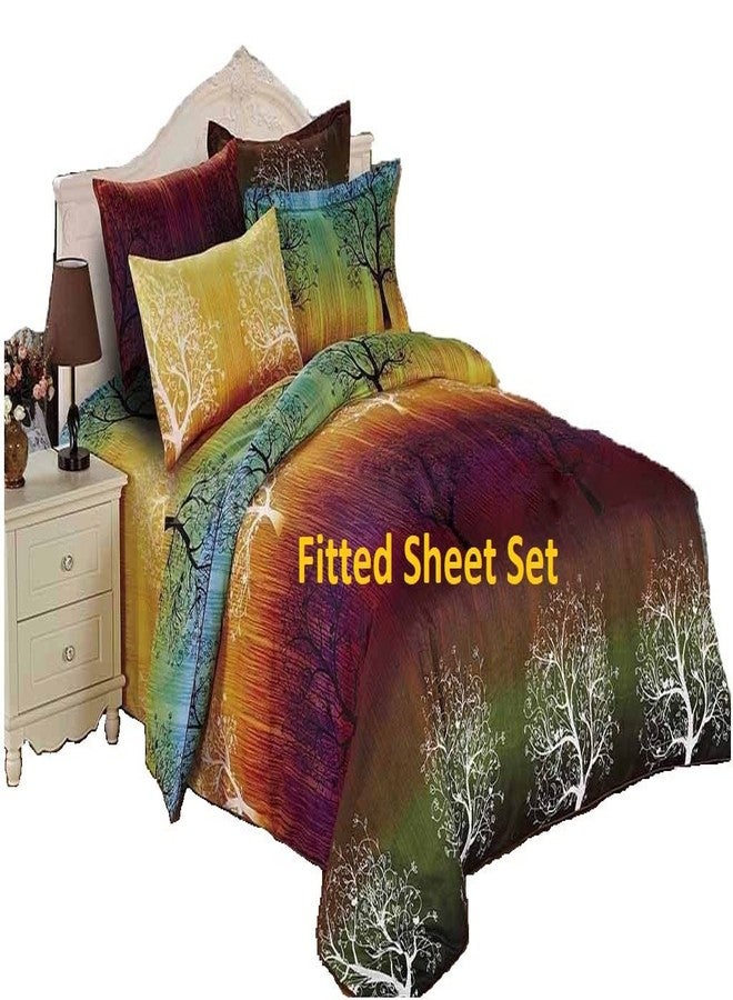 سوانسون بيدينجس طقم ملاءات سرير Swanson Beddings Rainbow Tree المصنوع من البوليستر بنسبة 100% من الألياف الدقيقة: ملاءة سرير وغطاءان للوسائد متطابقان (مقاس كامل) - Image 2