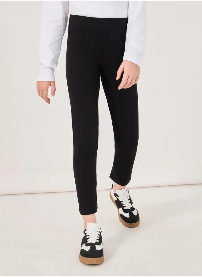 Styli Solid Leggings with Elastic Waistband