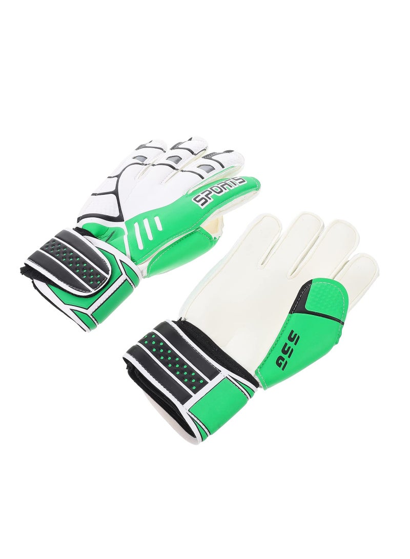 Excefore Children Football Gloves, Kids Youth Football Soccer Goalkeeper Goalie Training Gloves Gear with Strong Grips Palms, Soccer Goalie Goalkeeper Gloves for Kids Boys Children (6# Green) - Image 1