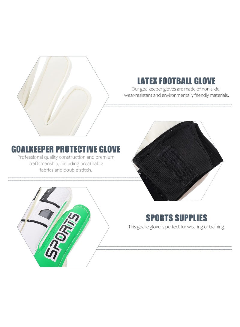Excefore Children Football Gloves, Kids Youth Football Soccer Goalkeeper Goalie Training Gloves Gear with Strong Grips Palms, Soccer Goalie Goalkeeper Gloves for Kids Boys Children (6# Green) - Image 2