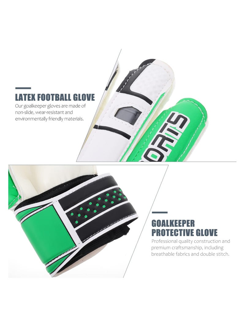 Excefore Children Football Gloves, Kids Youth Football Soccer Goalkeeper Goalie Training Gloves Gear with Strong Grips Palms, Soccer Goalie Goalkeeper Gloves for Kids Boys Children (6# Green) - Image 3