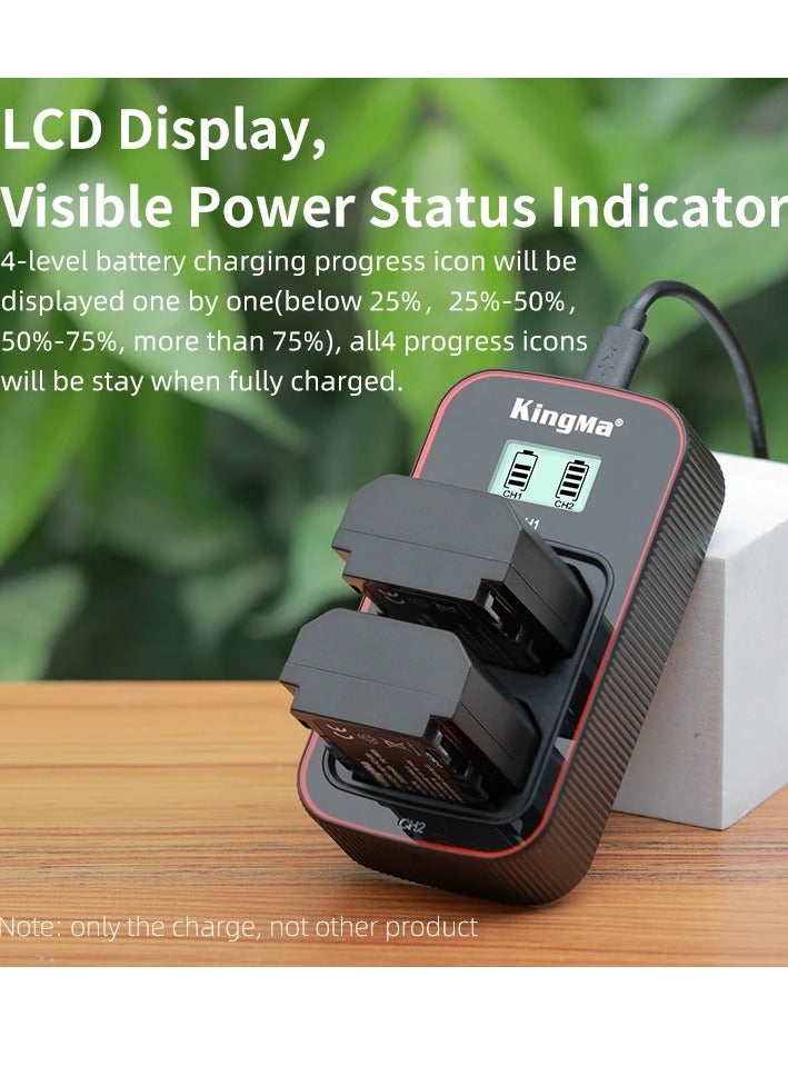KingMa شاحن بطارية KingMa NP-FZ100 USB LCD مزدوج مع بطاريتين لكاميرات Sony ILCE-9 A7C A7R5 A7R4 A7M4 A7RM4 A7M3 A9 A73 7RM3 A7R3 A6600 NP FZ100 - Image 2