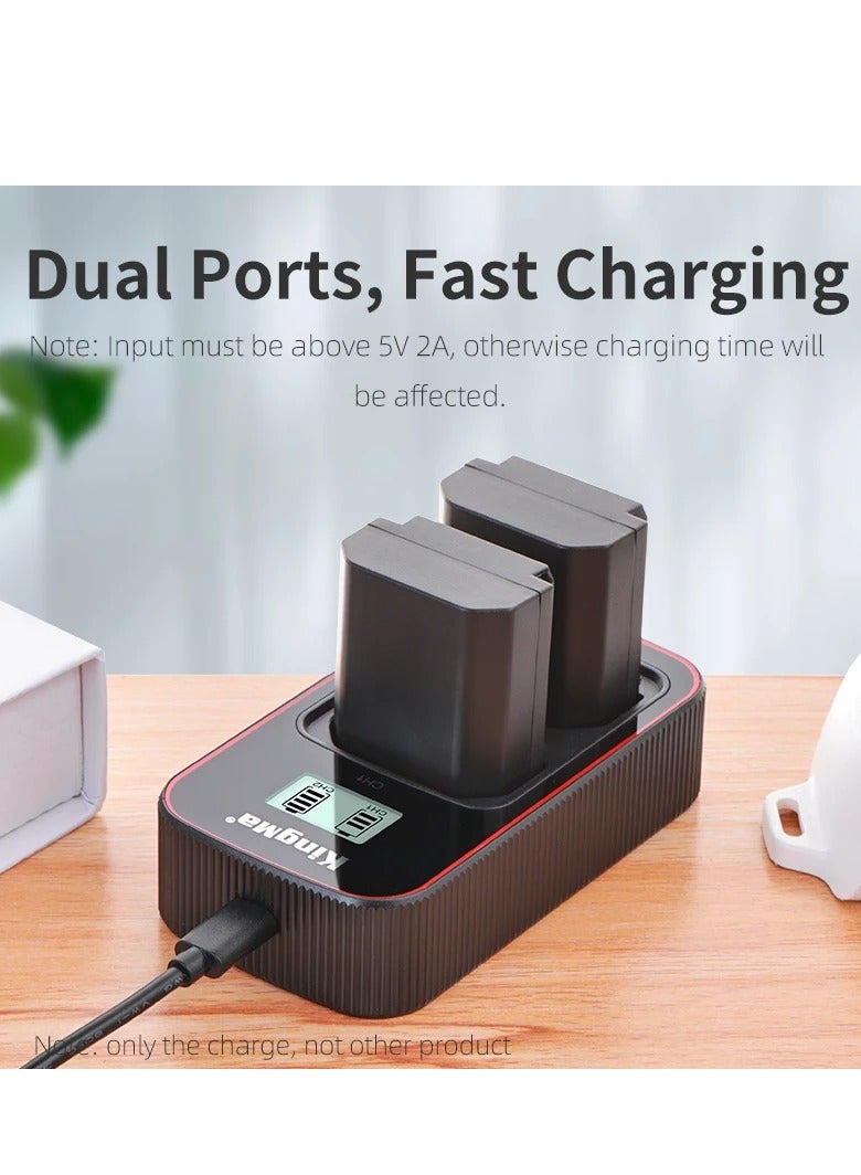 KingMa شاحن بطارية KingMa NP-FZ100 USB LCD مزدوج مع بطاريتين لكاميرات Sony ILCE-9 A7C A7R5 A7R4 A7M4 A7RM4 A7M3 A9 A73 7RM3 A7R3 A6600 NP FZ100 - Image 3