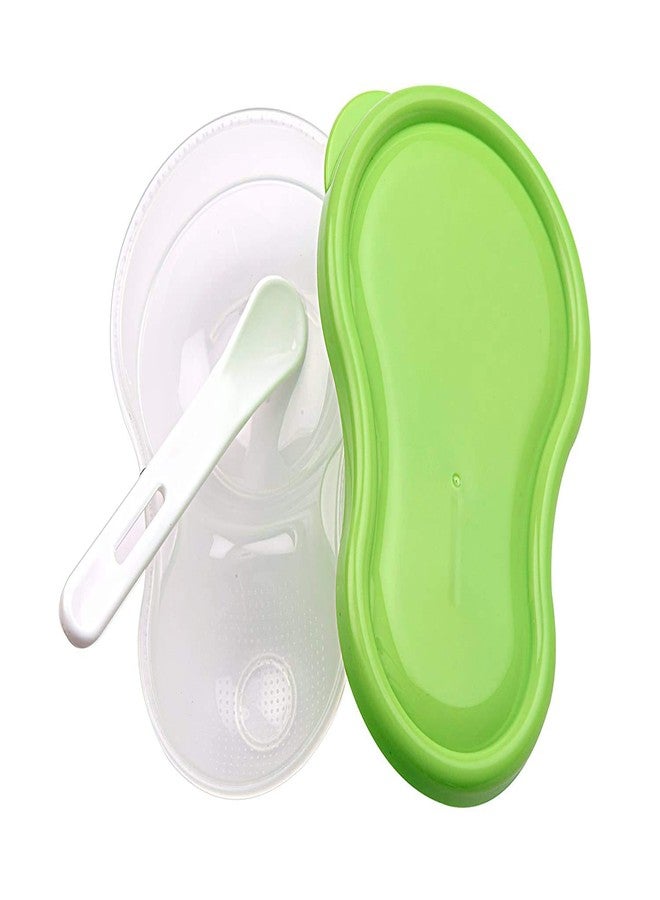BCARE Bpa-Free Food Dish Feeding Bowl with Spoon Set for Newborn Baby Grinding Box Toddler Infants Kids 6-12 Months Pack of 1 (Green) - Image 1